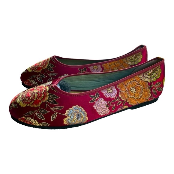 Chinese Style Embroidered Fabric Women Shoes size 7.5 - Picture 1 of 9